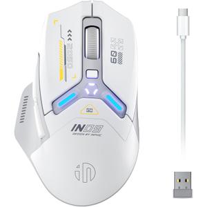 INPHIC IN9 Wireless Gaming Mouse, True Tri-Mode Bluetooth/Type-C Wired/2.4G Wireless Connection, 10000 DPl, Fully Programmable, RGB Backlit, for Laptop PC Mac