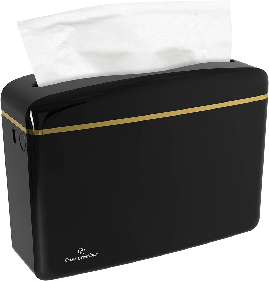 Countertop Multifold Hand Paper Towel Dispenser by Oasis Creations, Single Sheet Dispensing  Glossy Black