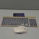 Wireless Keyboard and Mouse Ultra Slim Combo, TopMate 2.4G Silent Compact USB 2400DPI Mouse and Scissor Switch Keyboard Set with Cover, Batteries Included, for PC/Laptop/Windows/Mac  Gold Black