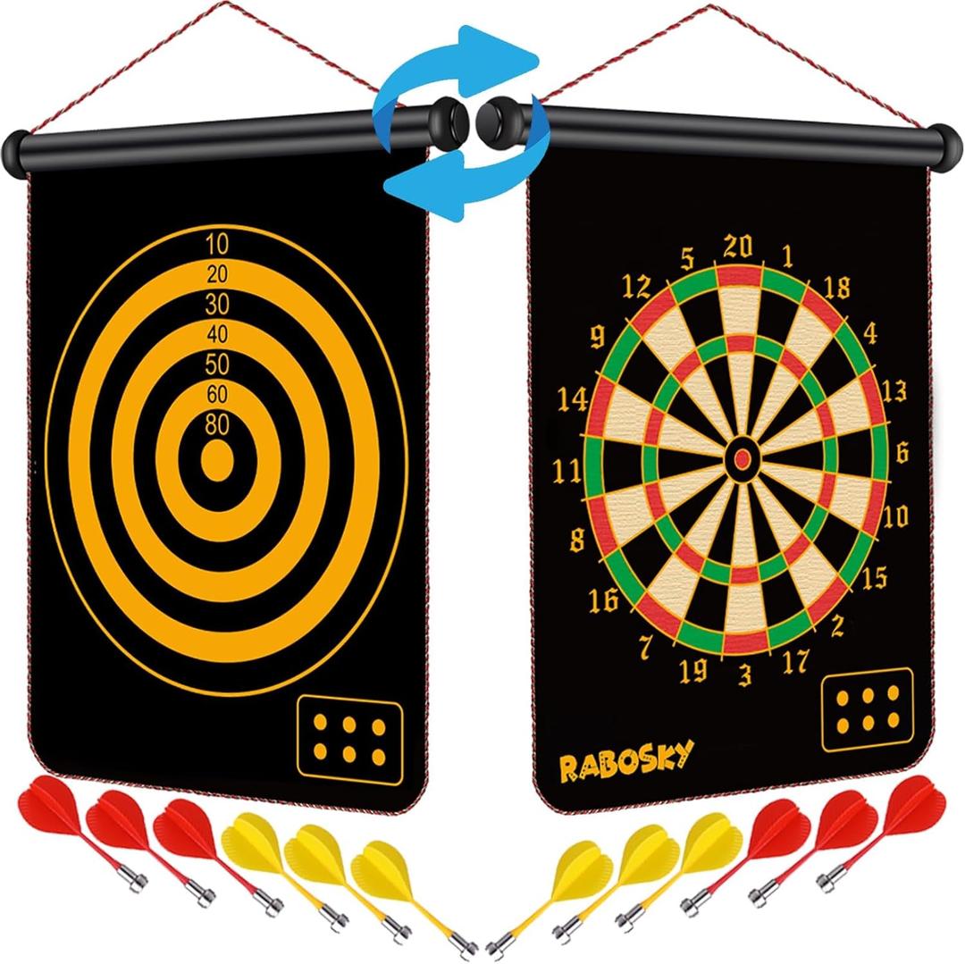 Magnetic Dart Board for Kids, Fun Toys Gifts for Boys 8 9 10 11 12 13 14 Years Old Teen Birthday Easter Valentine Christmas Stocking Stuffers Indoor Room Games, Magnet Dartboard Sets Double Sided