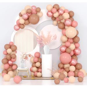 Boho Balloon Garland Kit 18/10/5 Inch Dusty Pink Nude Light Brown Rose Gold Balloons for Baby Shower Birthday Wedding Decorations Safari Party Supplies