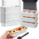 LNYZQUS Mini Cake Pans with Lids 100 Pack,Individual Foil Baking Tins,Disposable Mini Loaf Pans Small Cakes Tin Cupcake Containers for Bake Sale Wedding-White,6.8oz