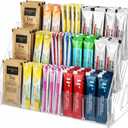 3-Tier Acrylic Drink Packet Organizer with 15 Compartments, Sugar Packets Drink Mix Organizer, Water Flavor Packet Holder for Kitchen Pantry Cabinet Storage,Coffee Station