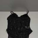 Milumia Women's Sexy Sheer Mesh Lace Bodysuit Spaghetti Strap Bustier Corset Tops Rave Party Club (Medium, All Black)