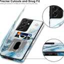 LETO Galaxy S21 Ultra Case,Flip Folio Leather Wallet Case Cover with Fashion Designs for Girls Women,Card Slots Protective Phone Case 6.8" Opal Blue Marble