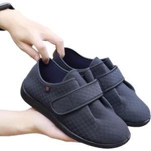 DEEYOTA Extra Wide Diabetic Shoes for Edema Plantar Fasciitis Arthritis Swollen Feet,Lightweight and Non-Slip On Sneakers for Men Dark Blue, Size 2