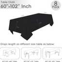 8 Pack Black Tablecloth 60 x 102 Inch Polyester Table Cloth for 6 Foot Rectangle Tables, Wrinkle Resistant Washable Decorative Fabric Table Covers for Wedding Party Banquet Buffet and Camping