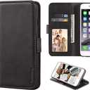 Suede Texture PU Leather Wallet Phone Case Compatible with T-Mobile Revvl 7 Pro 5G, Magnetic Flip Cover with Card Slots and Full Protection Black