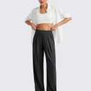 G4Free Wide Leg Pants Women Lightweight Summer Pants with Pockets Wide Leg Elastic Work Pants Woman Pull On(Black,M,27") (Black, M)