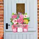 Happy Mother's Day Welcome Wood Sign, Wooden Flower Hanging Board Mothers Day Wreath Decorations for Mom and Grandma Home Front Door Farmhouse Wall Porch Yard Window Decor