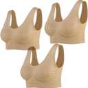 Lemef Seamless Sports Bra Wirefree Yoga Bra with Removable Pads for Women (3nude, 4X-Large)
