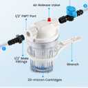 BAOSHISHAN Cold Plunge Water Filter, 5'' Housing with 1/2" FNPT Ports, Includes 3x20 Micron Pleated Cartridge,2 Fittings,Wrench,6.5ft Water Hose Easy Installation with Ice Bath Tubs and Chillers
