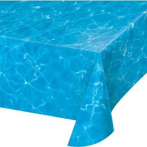 10 x Creative Converting 329657 Plain Water Print Plastic Tablecloth, 108" x 54"