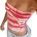 SOLY HUX Women's Summer Floral Print Going Out Bandeau Sleeveless Crop Tops Vintage Y2K Streetwear (Pink, XS)