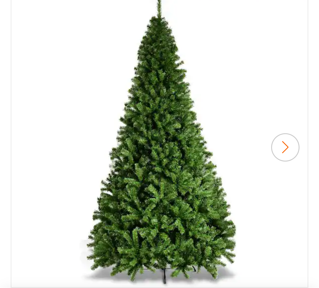 9 ft. Unlit PVC Slim Pencil Artificial Christmas Tree with Solid Metal Legs in Green