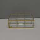 Gold Glass Tea Bags Box Sea Shell Display Organizer Cosmetics Countertop Canister Box Jar Storage Glass Jewelry Trinket Ring Earring Box Container for Girl Women Gift