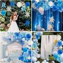 6 pcs Blue 4D Round Balloons, Royal Blue Sliver Birthday Decorations, 22 Inch Giant Star Explosion Foil Balloons Large Mylar Balloon for Birthday Party Gender Reveal Supplies
