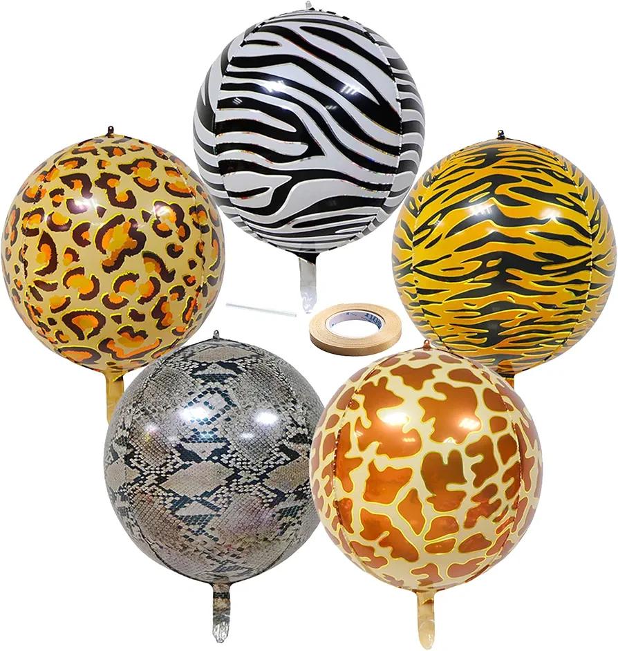 Big 22 Inch Animal Balloons Pack of 25 Round Aluminum Foil Balloons Tiger Giraffe Zebra Snake Cheetah Print Balloons Jungle Safari Zoo Theme Decorations Birthday Party Decorations Big 22 Inch Animal Balloons Pack of 25 Round Aluminum Foil Balloons Tiger Giraffe Zebra Snake Cheetah Print Balloons Jungle Safari Zoo Theme Decorations Birthday Party Decorations