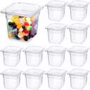 Yinder 12 Pcs Plastic Clear Food Pans 1/6 Size Stackable Polycarbonate Food Containers with Capacity Indicator Restaurant Commercial Hotel Pan for Fruits Vegetables Beans Corns (4'' Deep)