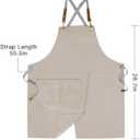 Crossback Apron with Pockets x2,Split Apron with Adjustable Straps,M-XXL (Beige)