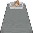 Cat Litter Mat, Extra Large 34" x 22" Silicone Mat Litter Trapping Mat for Scatter Control, Soft on Kitty Paws, Easy to Clean (Dark Grey)