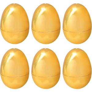 Inheming 6 PCS Gold Eggs, Empty Plastic Easter Eggs, Fillable Eggs for Candy, Chocolate, Money and Stuff, Easter Egg Hunts