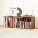IOTXY DIY Modular Cube Bookcase - CubeXY Customizable Stackable Expandable Basic Shelving Units, 12-Cube Wooden Open Bookshelf with Removable Shelves for 10-inch Vinyl Record Storage Organizer, Walnut