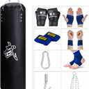 Punching Bag for Man Women Kids, Indoor/Garden Boxing Bag Unfilled Heavy Bag Set with Punching Gloves, Chain, Ceiling Hook for MMA, Kickboxing, Muay Thai, Karate, Taekwondo (4ft, Black)