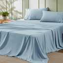 Bedsure King Size Sheets Set - 4 Pieces Soft King Sheets - Breathable & Cooling - Hotel Luxury - Easy Care Polyester Microfiber Bedding for Women, Men, Light Blue