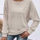 Womens Long Sleeve Shirts Crewneck Tunic Tops Pullover Sweaters Business Casual Blouses Fall Fashion 2026 (Beige, XL)