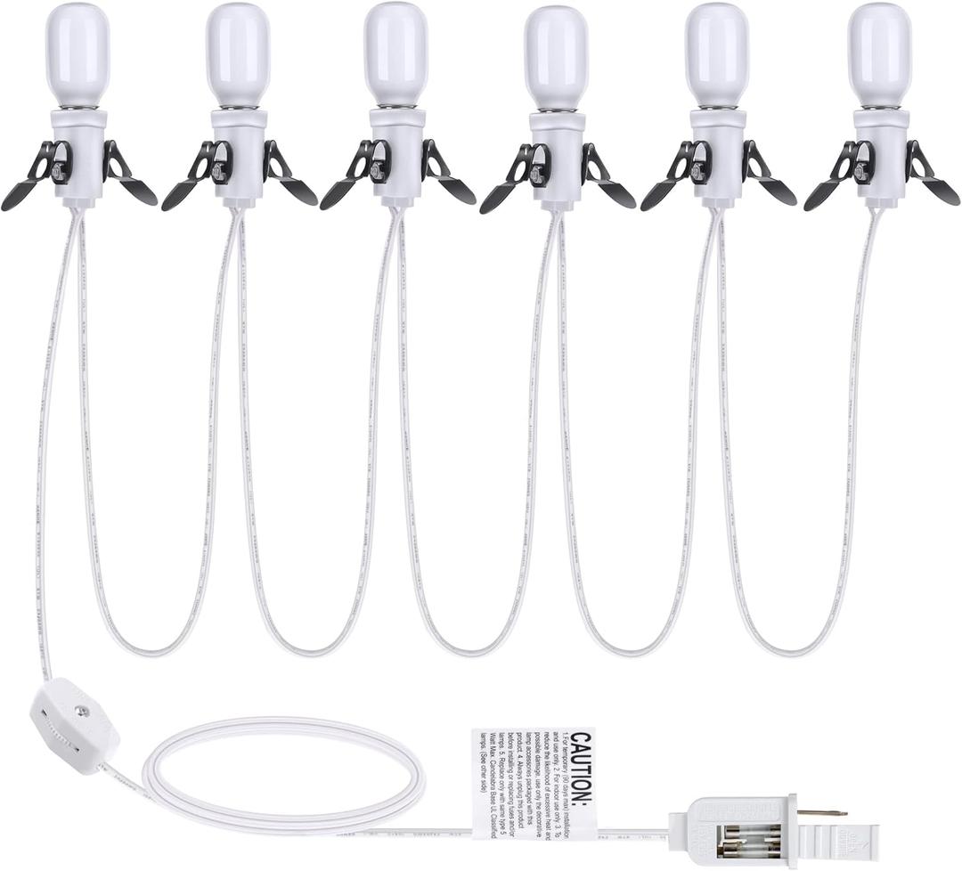 Leelosp Accessory Cord with 6 LED Light Bulbs, 11 Feet Cool White Light Indoor String Lights with On/Off Switch for Blow Mold Holiday Decoration and Christmas Village House with Built-in Fuse