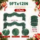 2 Pcs 9ft Thick Christmas Alaskan Pine Christmas Garland Greenery