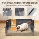 Stainless Steel Litter Box with Lid: Metal Cat Litter Box for Small Cats with Scoop, High Sided Kitty Litter Pan Tray, 17.4'' x 13.5'' x 8.5'', Non-Stick, Anti-Leakage, Easy Cleaning (Dark Gray) (Medium)