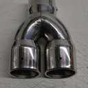 3 inch exhaust tip, universal stainless steel exhaust tailpipe dual tailpipe slant for most cars (Bent, silver white)