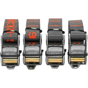 Rollercam 1.0 Tiedown Straps with Rollercam Buckle - Cam Strap Polypropylene Webbing with Triple-Bar Tack Stitching Outdoor Gear Heavy-Duty Lashing Straps, 350 lb Load, Straight End, 4 Pack, 9 Foot