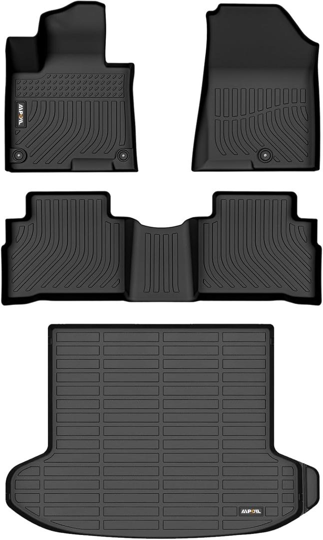 AIPOIL Floor Mats & Cargo Liner Set for 2023 2024 2025 Kia Sportage (Not Fit Hybrid Models) All Weather Protection TPE Anti-Slip Automotive Full Set Custom Car Mats Accessories - Black