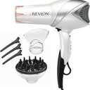 REVLON Infrared Hair Dryer with Diffuser - Ionic Blow Dryer, Diffuser, and Concentrator, Infrared Heat Technology to Prevent Over-Drying for Shiny, Soft Hair with Natural Moisture (White) (6 Piece Set)