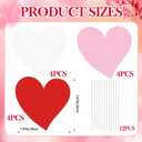 FOIMAS 12pcs Valentine's Day Decorations Tree Picks Extra Large Red Pink White Heart Valentine Trees Ornaments, Heart Tree Picks for Valentine Trees Topper Wedding Party Vase Pathway Walkway Decor