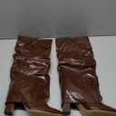 Synchoiss Womens Knee High Boots Wide Calf Chunky High Heel Boots Fashion Fold Over Boot Pointed Toe Winter Fall Tall Boots for Women Pull on Trendy (10, Brown)