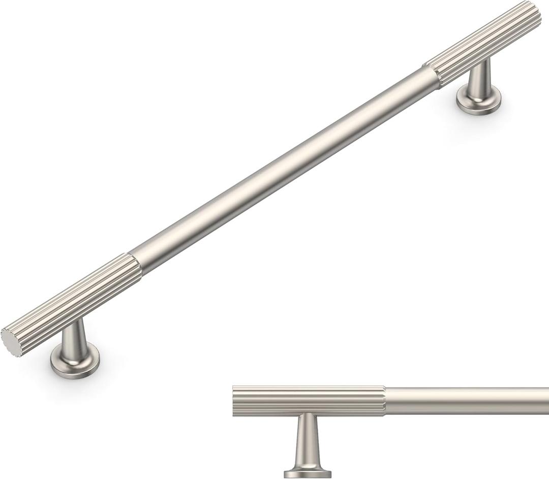 Amerdeco 10 Pack Brushed Satin Nickel Cabinet Pulls 10 Inch(254MM) Hole Centers Kitchen Cabinet Handles Hardware for Cabinets Cupboard Handles Drawer Pulls ZH0071