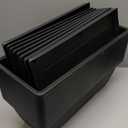 12Pcs 17Inches Rectangle Planter Box with Drainage Holes and Trays Plastic Planters Flower Boxes Pots for Indoor Outdoor Plants Patio Garden Home Decor Porch Yard (Black)