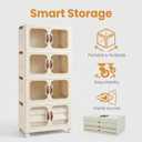 Magnetic Door Storage Bins with Lids 220QT - Folding Storage Cabinet with Doors & Wheels, Collapsible Plastic Box for Closets, Office, Gathering, Stackable Organizer & Containers, Gifts,