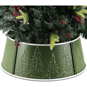 Metal Christmas Tree Collar, 26 in Round Christmas Tree Base Collar for Artificial Tree Decorations (Green Tree Style) (Green Tree Style) Metal Christmas Tree Collar, 26 in Round Christmas Tree Base Collar for Artificial Tree Decorations (Green Tree Style) (Green Tree Style)
