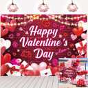 Happy Valentine's Day Backdrop Red Love Heart Glitter Glow Brick Wall Photography Background Valentines Day Wedding Anniversary Party Decorations Banner Photo Booth Props (7x5FT)