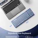 Samsers Foldable Bluetooth Keyboard with Numeric Keypad, Full-Size Wireless Folding PU Leather, Portable Travel for iOS Android Windows Mac OS, Support 3 Device(BT5.1 x 3) Blue