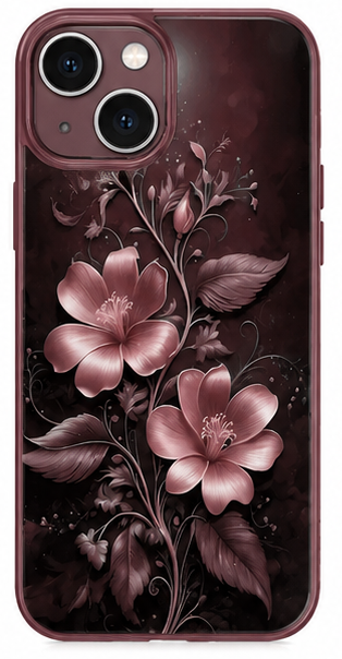 Compatible with iPhone 15 Plus Case,Glossy Case All-Round Protection Shockproof Anti-Scratches TPU Cover,Cases for Man Woman- Pink Flower Stained Glass