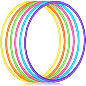 Sratte 6 Pcs Exercise Hoop Detachable Adjustable Plastic Hoops Snap Together Toy Ring Color Playground Toys for Girls and Boys Party Games, Sports, Exercise, Dog Training(32 Inch,Simple Colors)