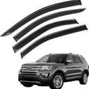 Window Visor Wind Deflector, 4PCS Tape-On Rain Guards for 2011 2012 2013 2014 2015 2016 2017 2018 2019 Ford Explorer, Outside Mount Sun Shade Side Window Vent Visors, Black