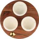 Cruiser’s Caché 3 Piece White Marble Salt Cellars with Tray and Gold Spoons