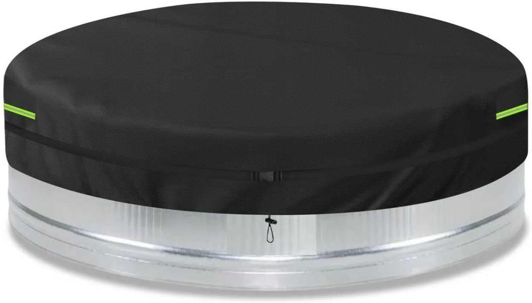 8 ft Steel Round Stock Tank Pool Cover Waterproof, 600D Heavy Duty Round Pool Cover for Water Ice Bath Cold Plunge Pool,with Drawstring & Storage Bag, UV, Dust, black (Black, 6ft)